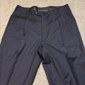 Burberry Tailored Stripe Wool Blend Dress Pants Mens 36X32 Cuffed Pleated Gray